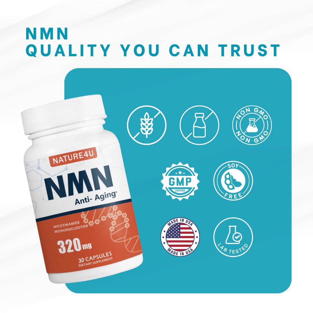 Nature4U NMN Nicotinamide Mononucleotide 320mg Capsule, 30 Count