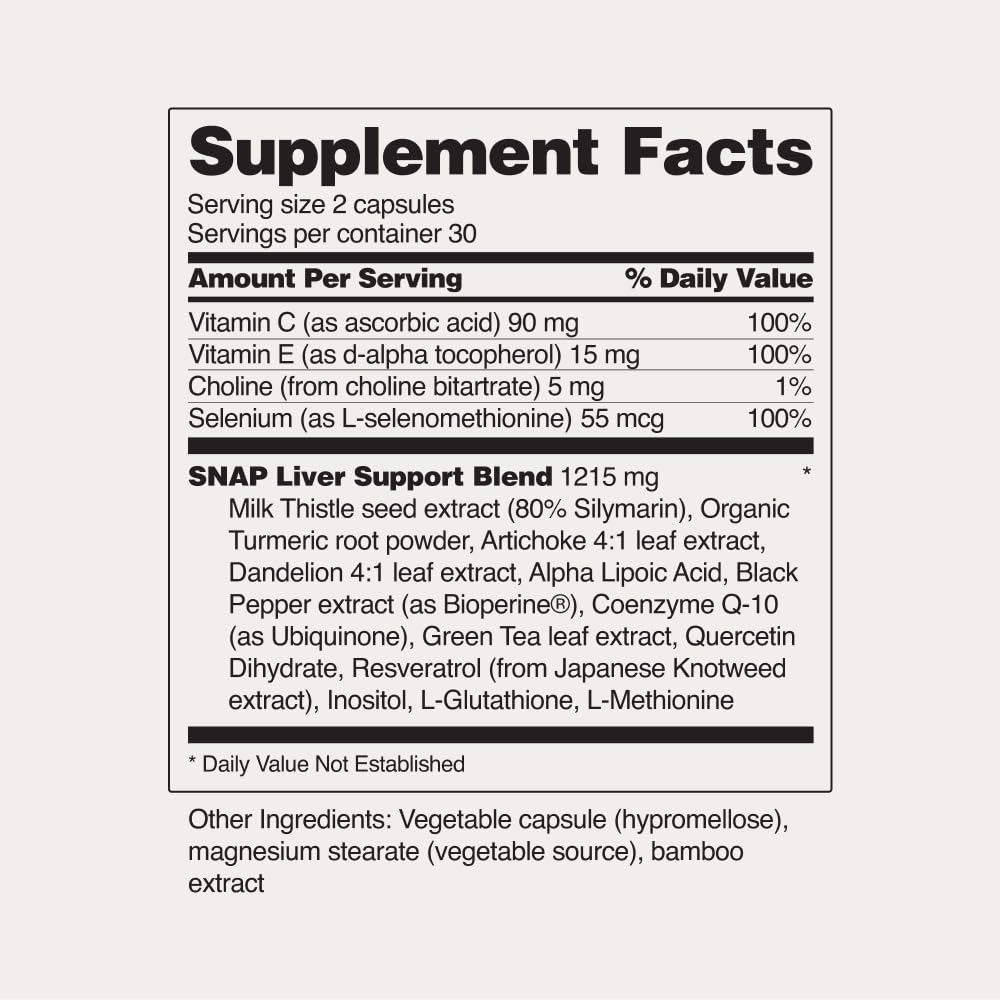 Snap Supplements Milk Thistle Silymarin Liver Support & Detox Capsules 120 Count