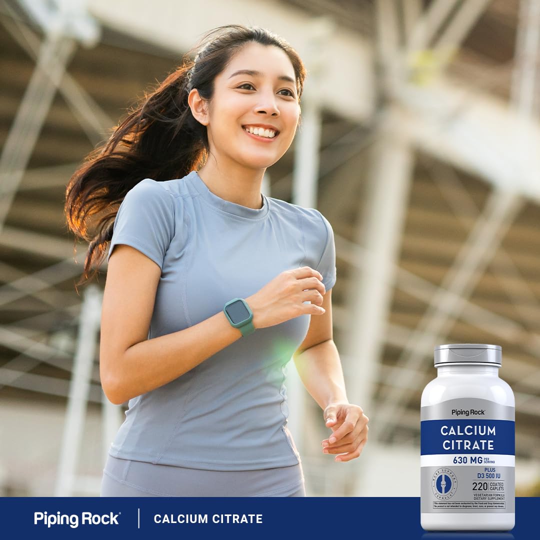 Piping Rock Calcium Citrate with Vitamin D3 630 mg Caplets, 220 Count