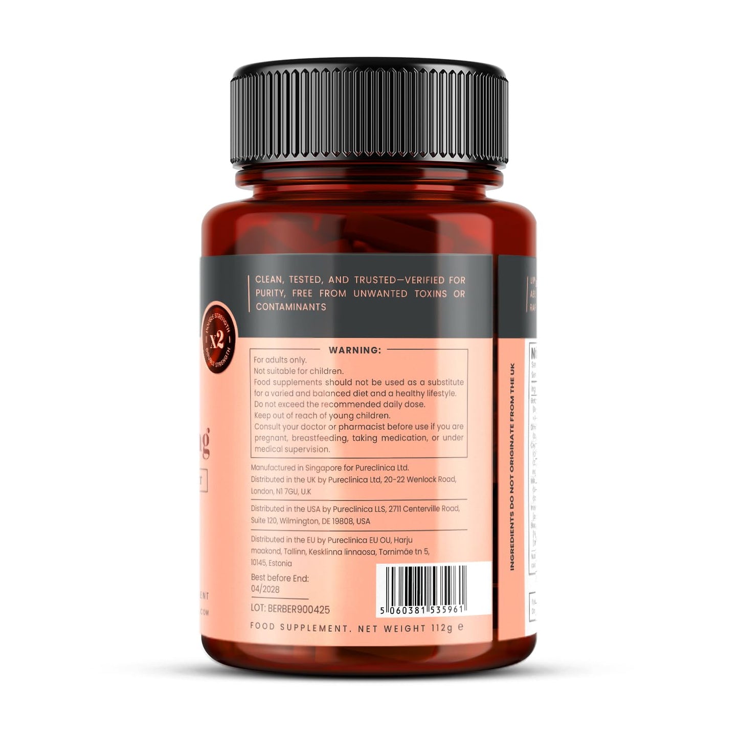 pureclinica Double Strength Berberine Complex Caplets 60