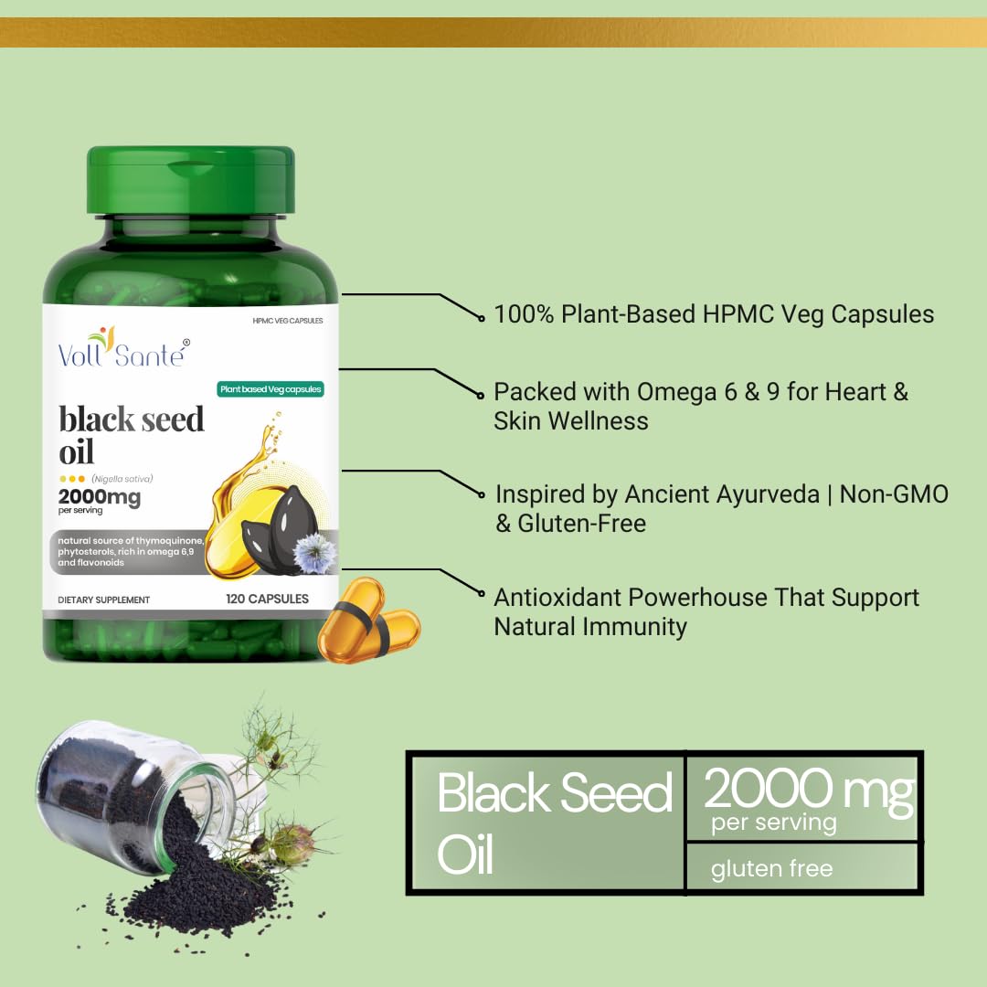 Voll Santé Black Seed/Nigella Sativa Seed Oil Capsules 120 Capsules