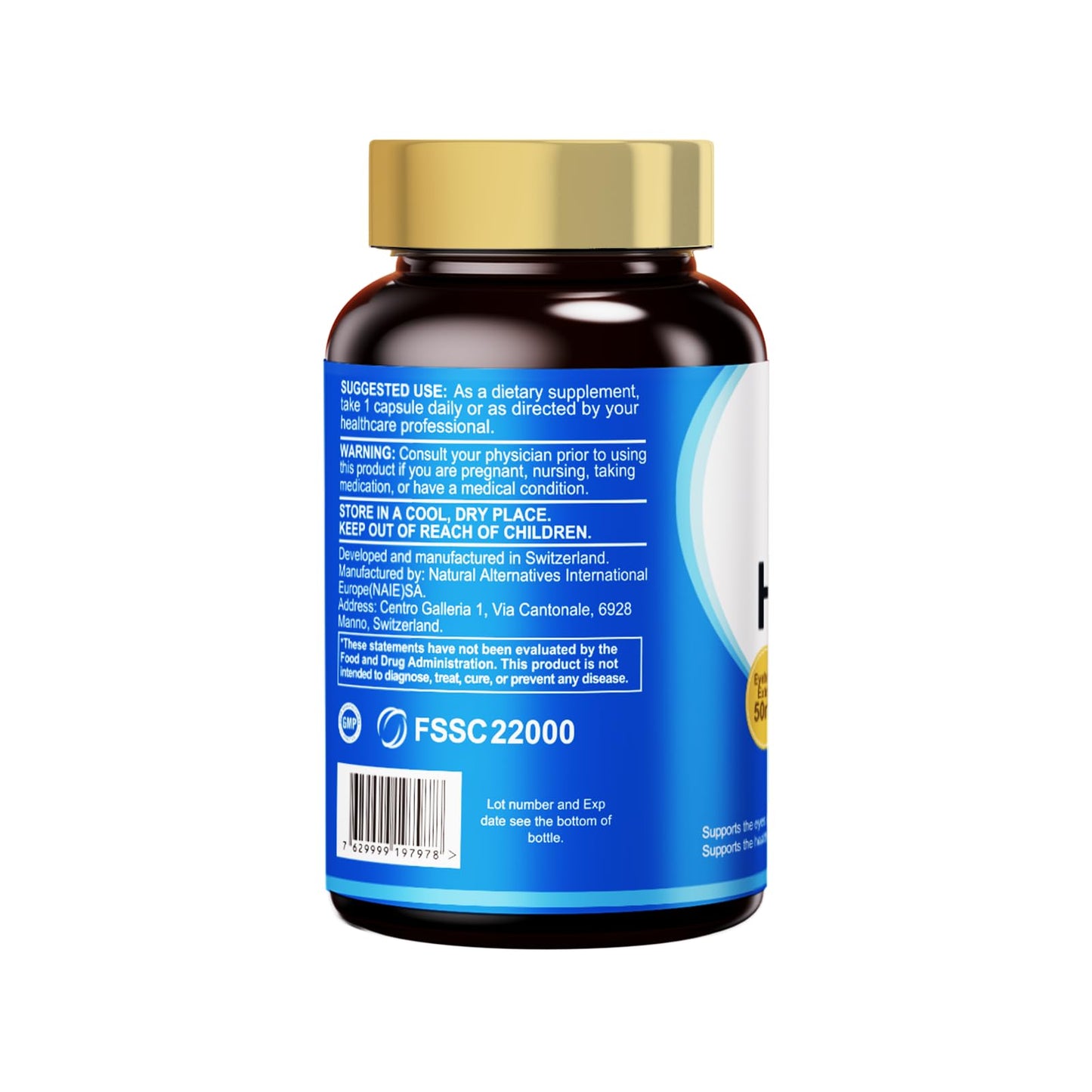 HUJ Eye Health Eye Supplement Capsules with Pycnogenol, Bilberry & Lutein - 30 Capsules