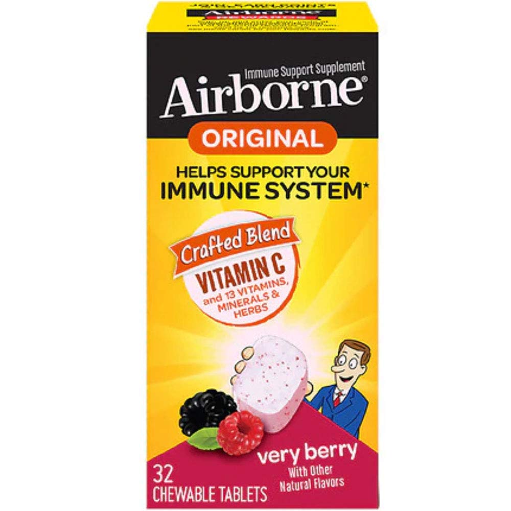 Airborne Very Berry Chewable Tablets 128 Count Vitamin C Immune Support