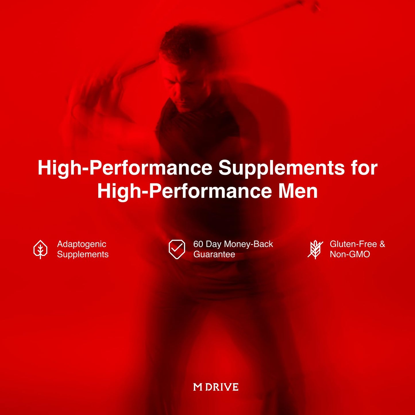 Mdrive Men's Daily Performance Complex Support Supplement for Men - Ashwaghanda, Tongkat Ali, Ginseng, Maca & Vitamin D Capsule, 60 Count