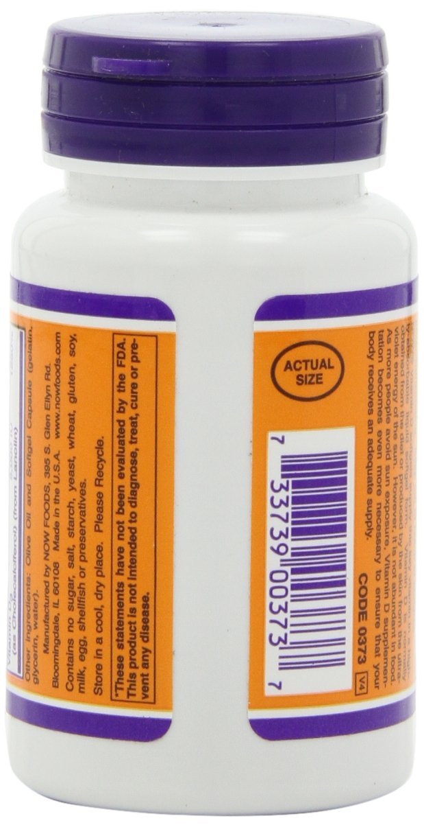NOW Foods Vitamin D-3 5000 IU Softgels, 480 Softgels