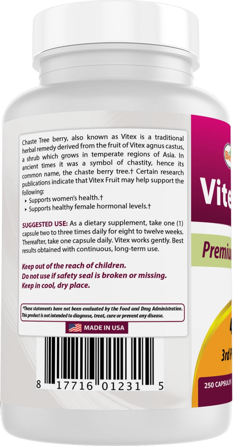 Best Naturals Vitex Chasteberry 400 mg Capsules 500 Count