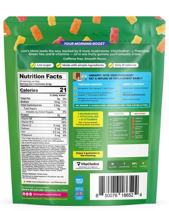 Drops Of Nature Mushroom Focus Gummies, 75 Gummies