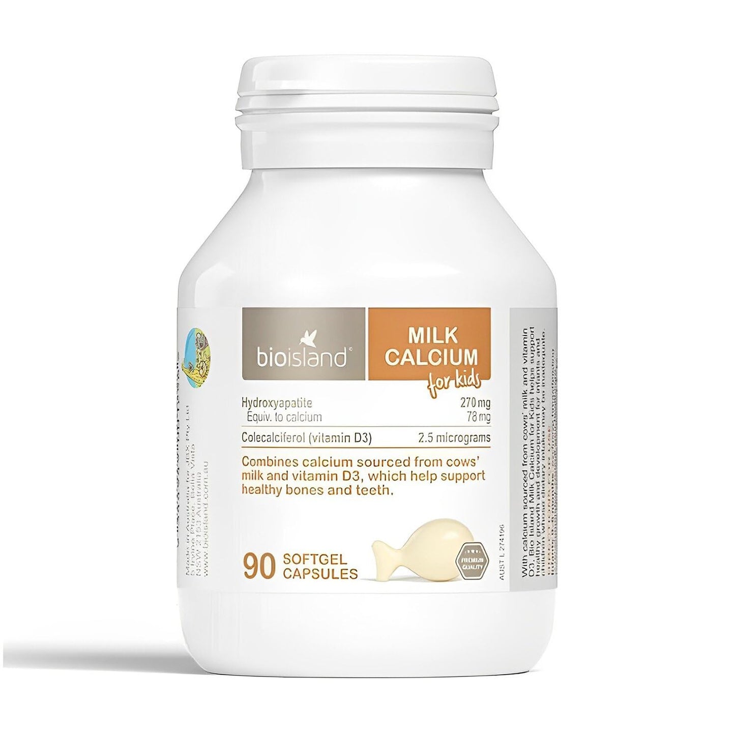 Bioisland Milk Calcium for Kids Capsules 90