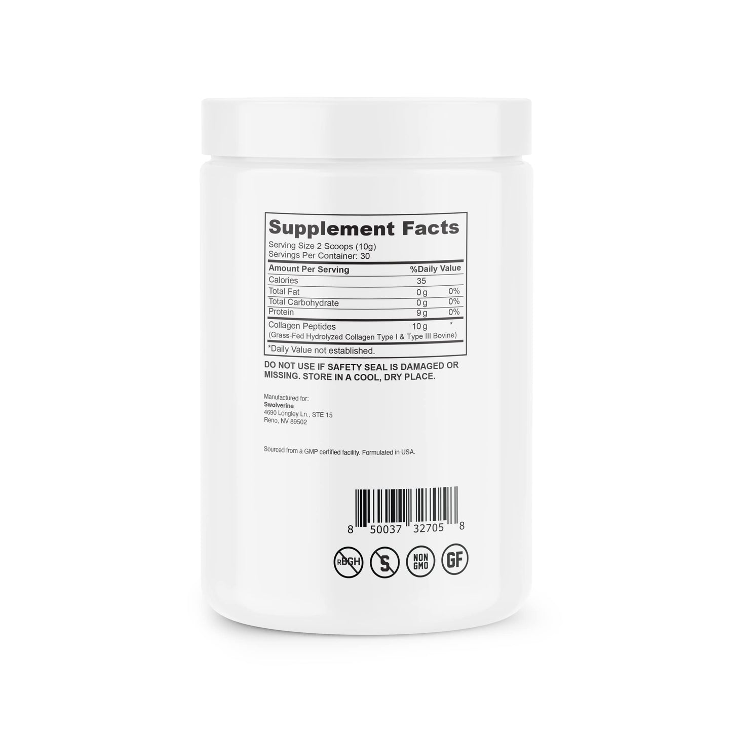 Swolverine Hydrolyzed Collagen Peptides Powder 10 oz