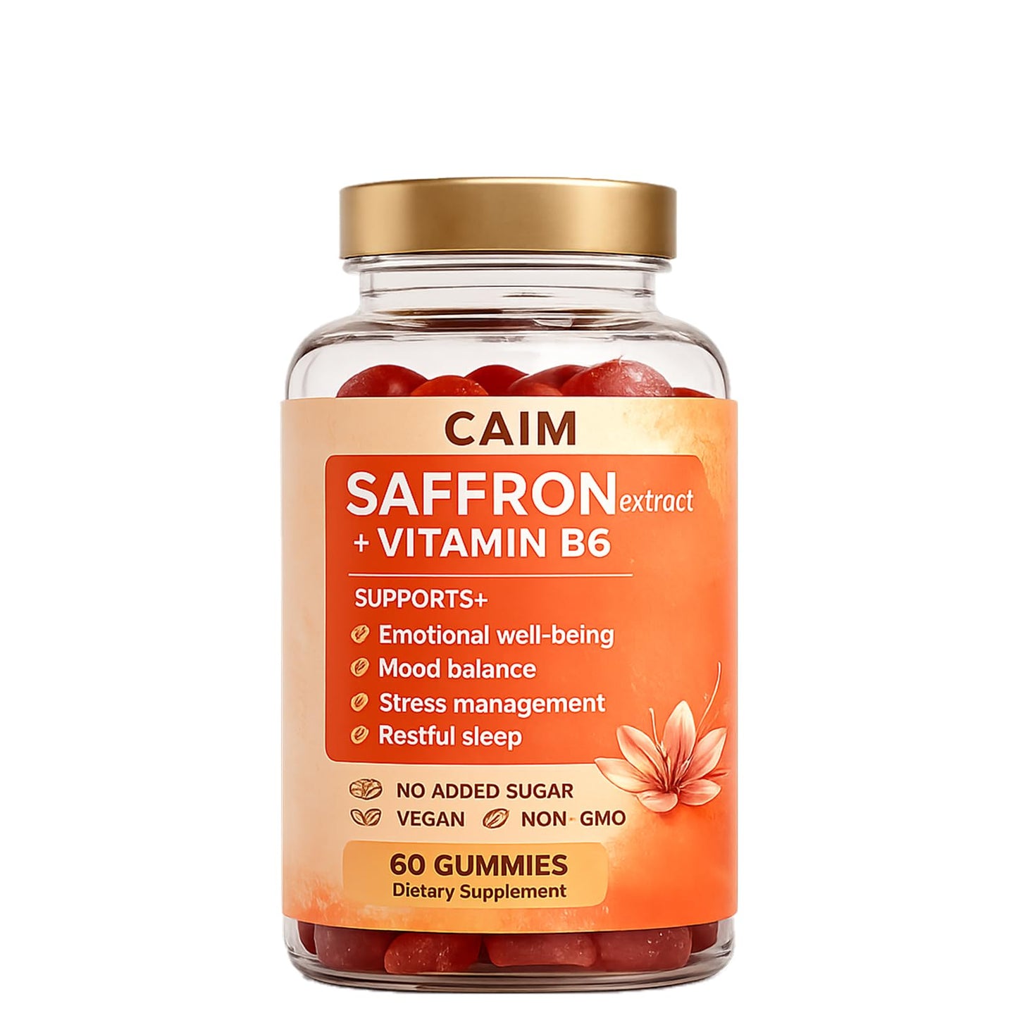 Lazra Saffron Capsules with Vitamin B6 – Natural Saffron for Stress Relief & Mood Support, 60 Capsules