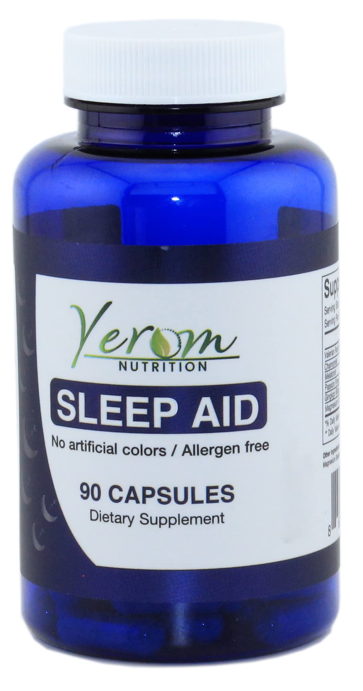 Yerom Nutrition Sleep Aid All-Natural Relaxation Support with Valerian Root, Chamomile, Passion Flower & More Allergen-Free 90 Capsules