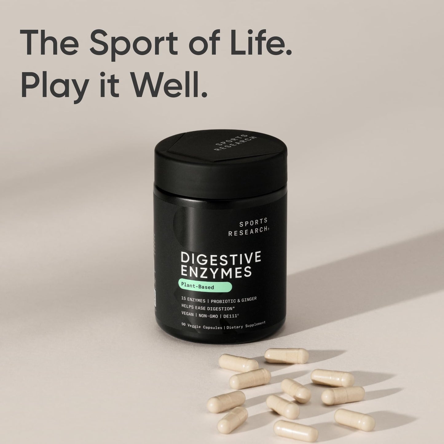 Sports Research Digestive Enzymes with Probiotics & Ginger Capsule 90 Count
