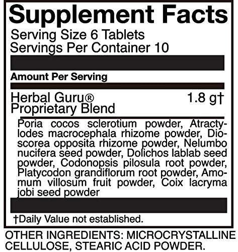 Herb Guru Digestive Health (Shen Ling Bai Zhu) Herbal Support Supplement, 60 Vegetarian Capsules