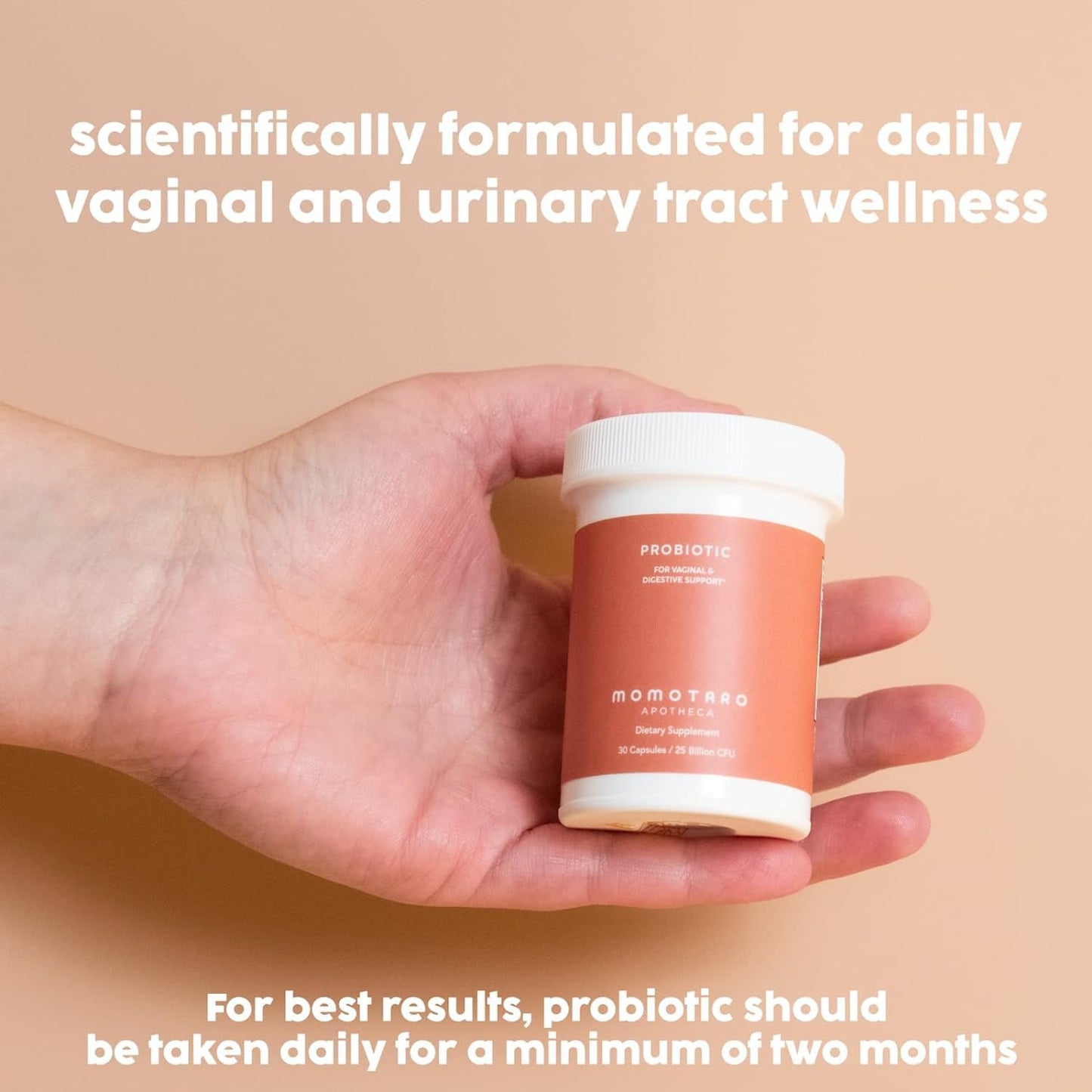 MOMOTARO APOTHECA Organic Probiotics for Women Vaginal & Digestive Supplement, 25 Billion CFU, Prebiotics & Lactobacillus Blend - 30 Capsules