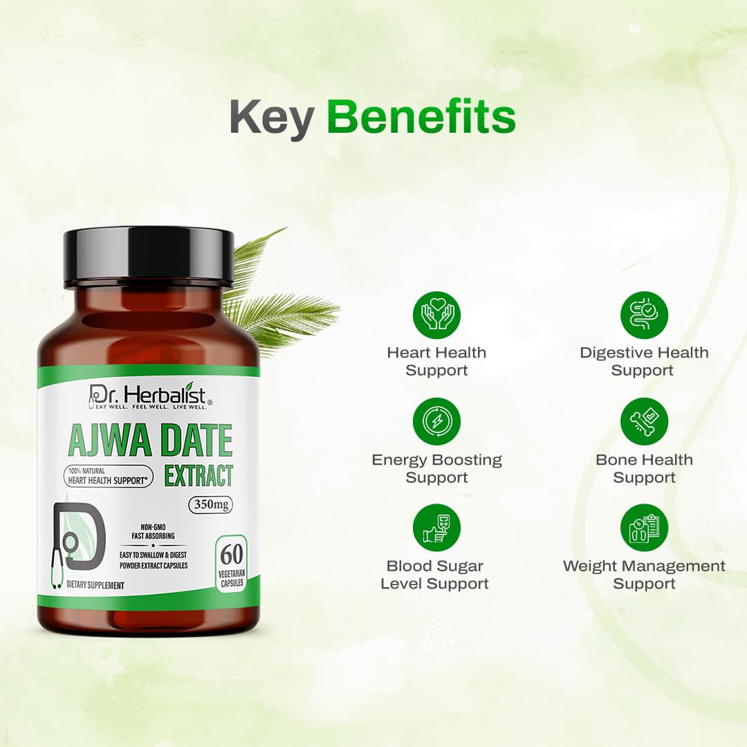 Dr. HERBALIST Ajwa Date Extract 350mg Capsules 60 Count