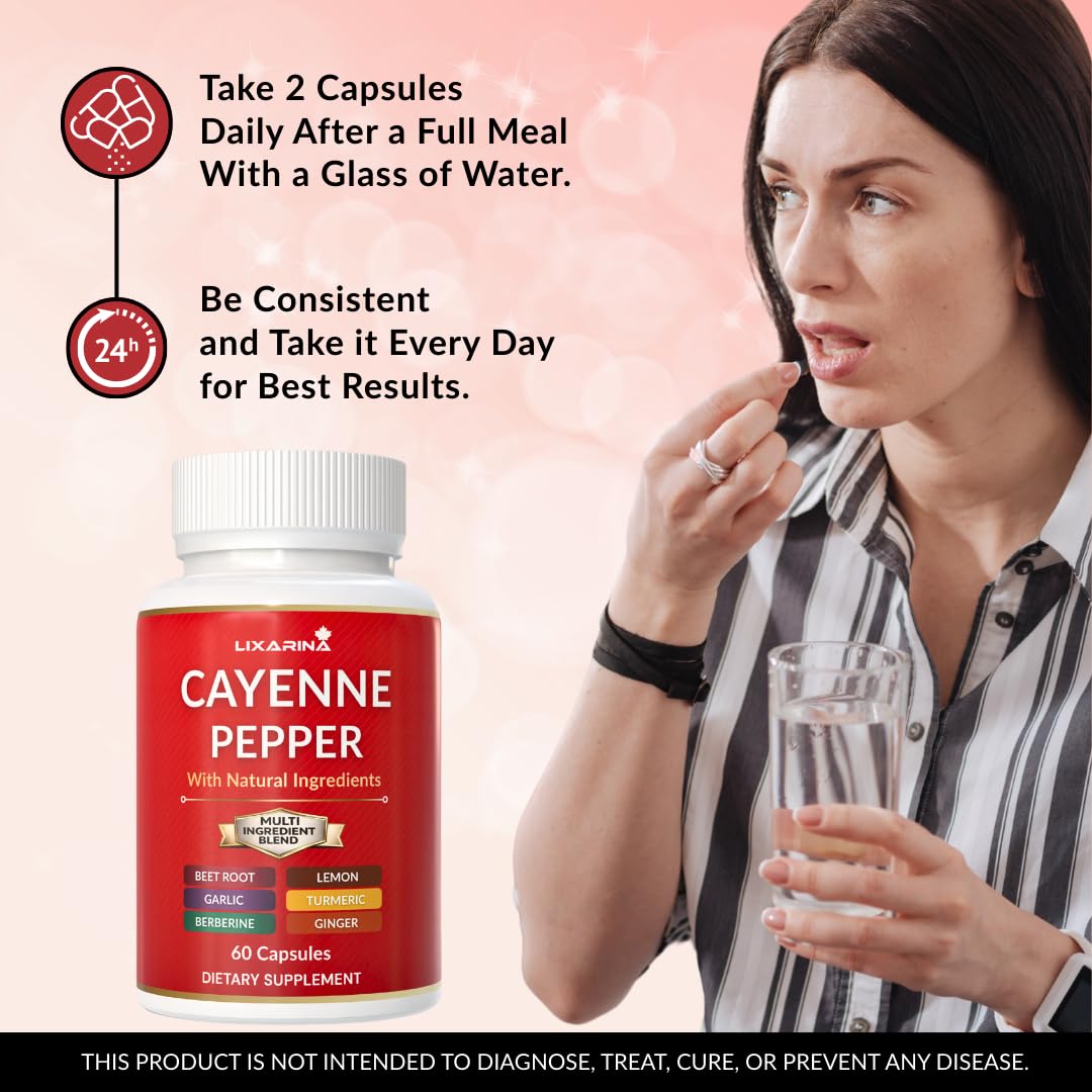 LIXARINA Cayenne Pepper Capsules 120 Count