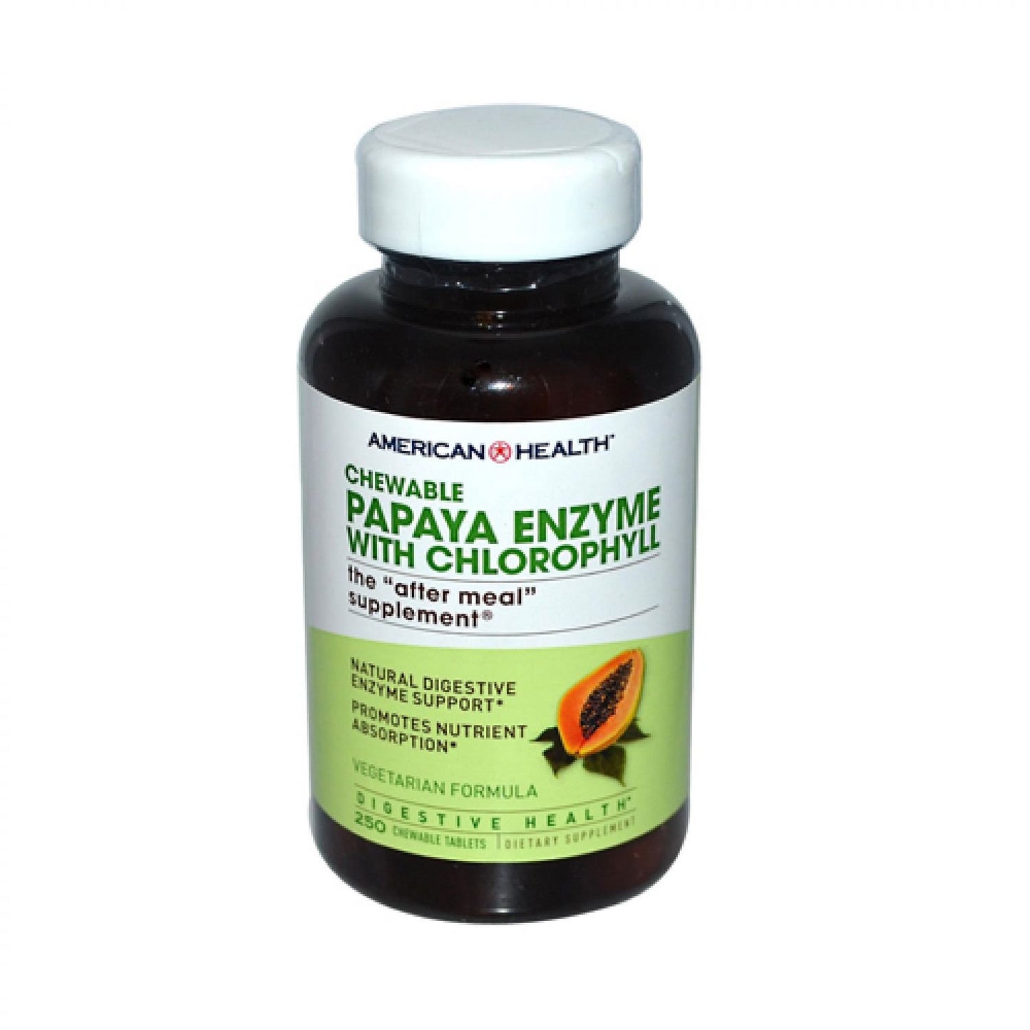 American Health Chewable Papaya Enzyme with Chlorophyll 250 Tabs