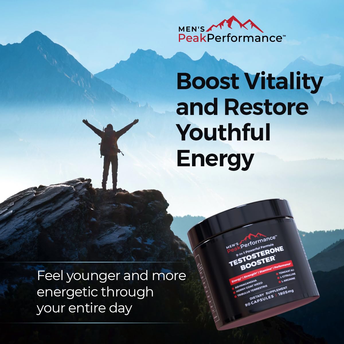 MEN'S PeakPerformance Testosterone Booster Supplement for Men 90 Capsules