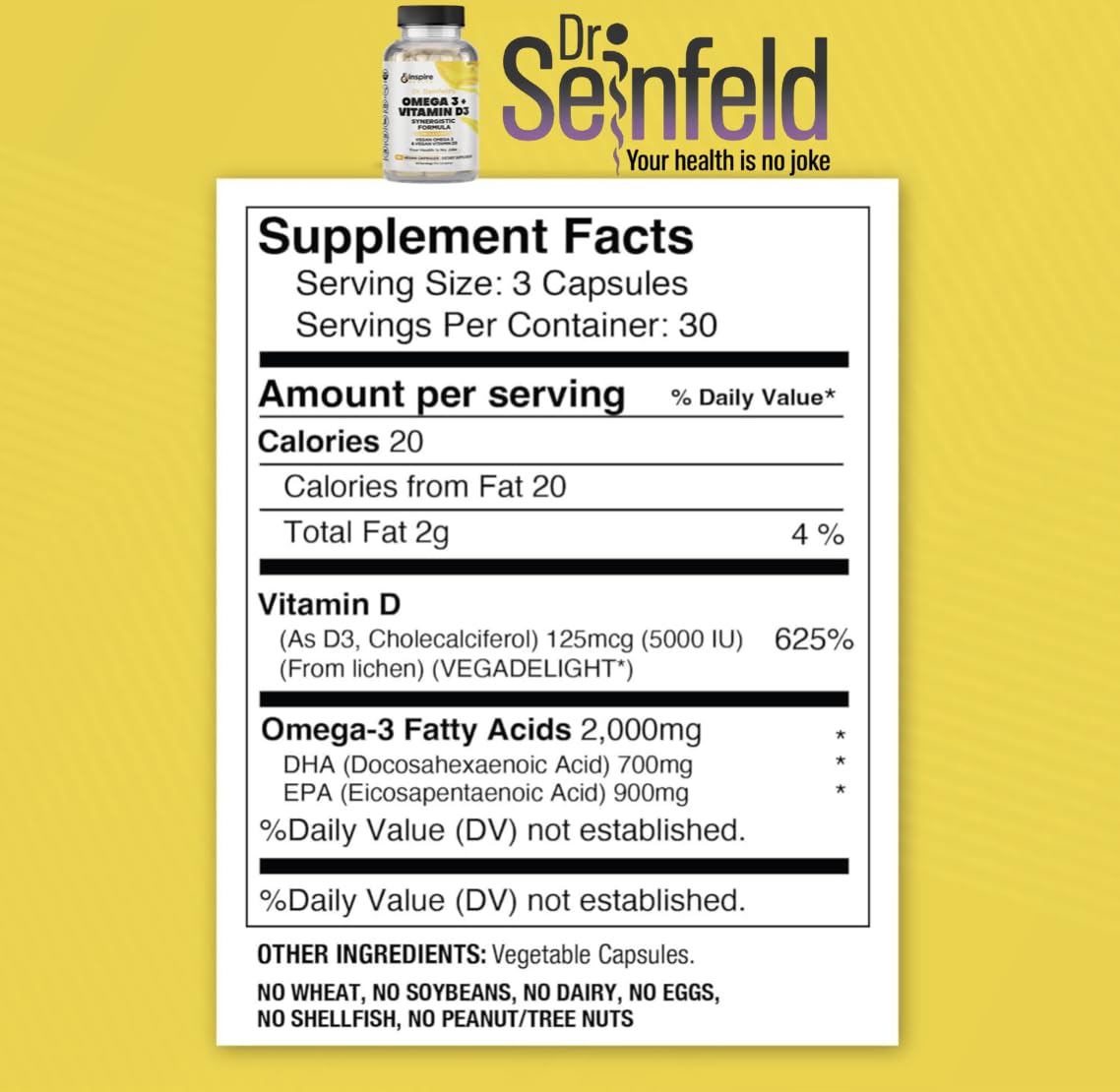 GINSPIRE NUTRITION Dr. Seinfeld Vegan Algae Omega-3 and Vitamin D3 Supplement for Men and Women Capsule 1