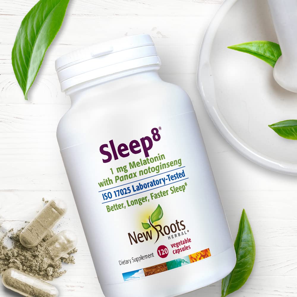 New Roots Herbal Herbal Sleep Supplement with Passion Flower, Chamomile, Hops, Panax Ginseng, Melatonin 120 Capsules