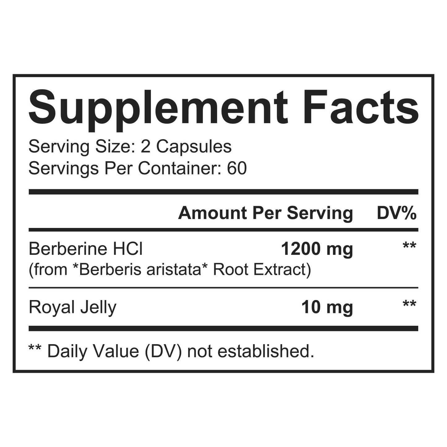 shwdppmy Berberine HCI 1200 mg with Royal Jelly Berberine Supplement Capsules 120