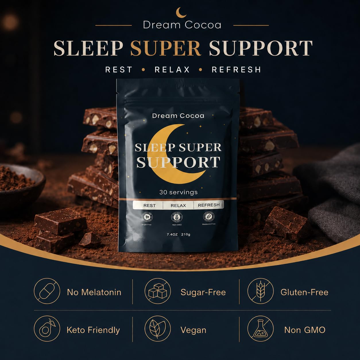 Dream Cocoa Magnesium Hot Cocoa Powder 7.4 oz