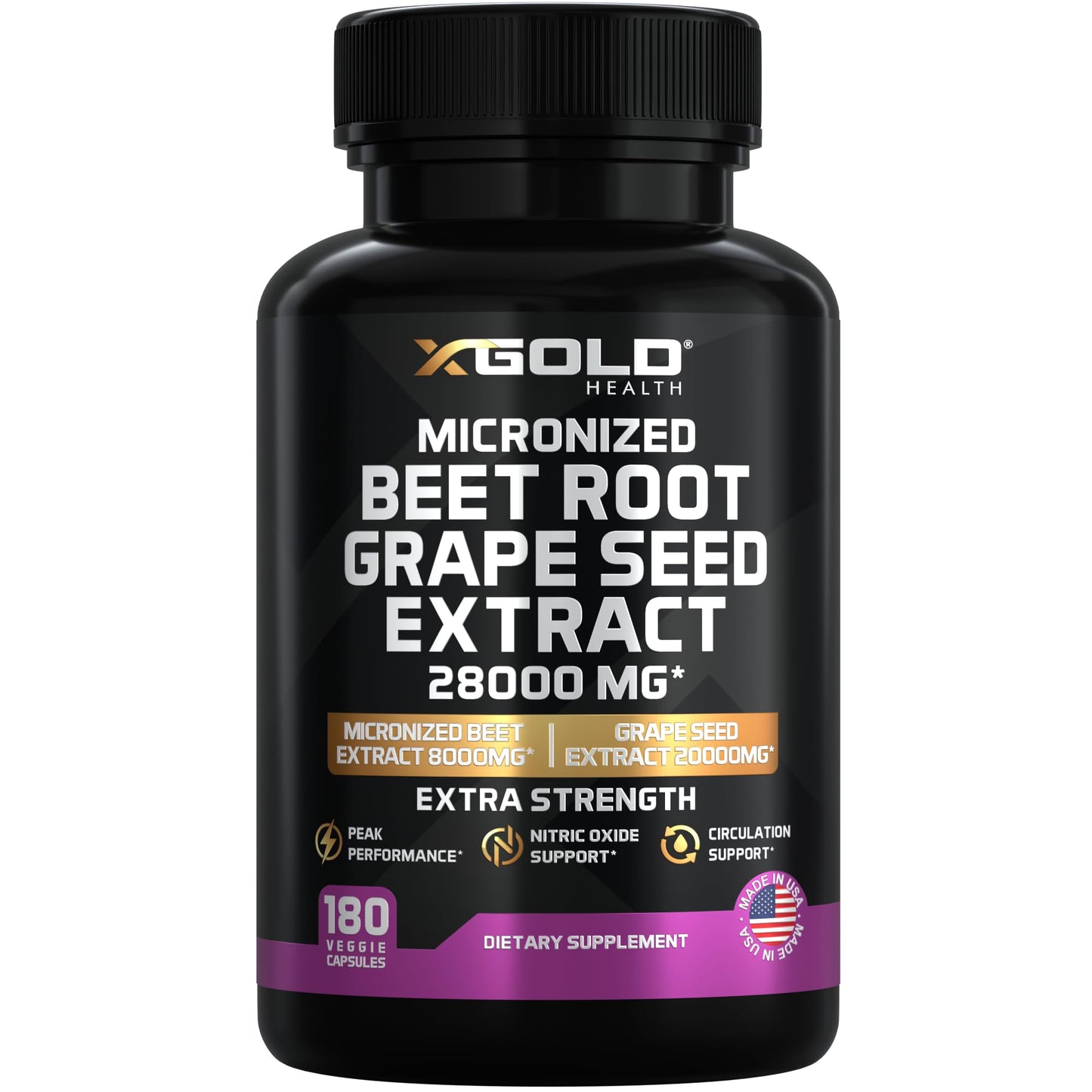 X Gold Health Beet Root & Grape Seed Extract 180 Capsules