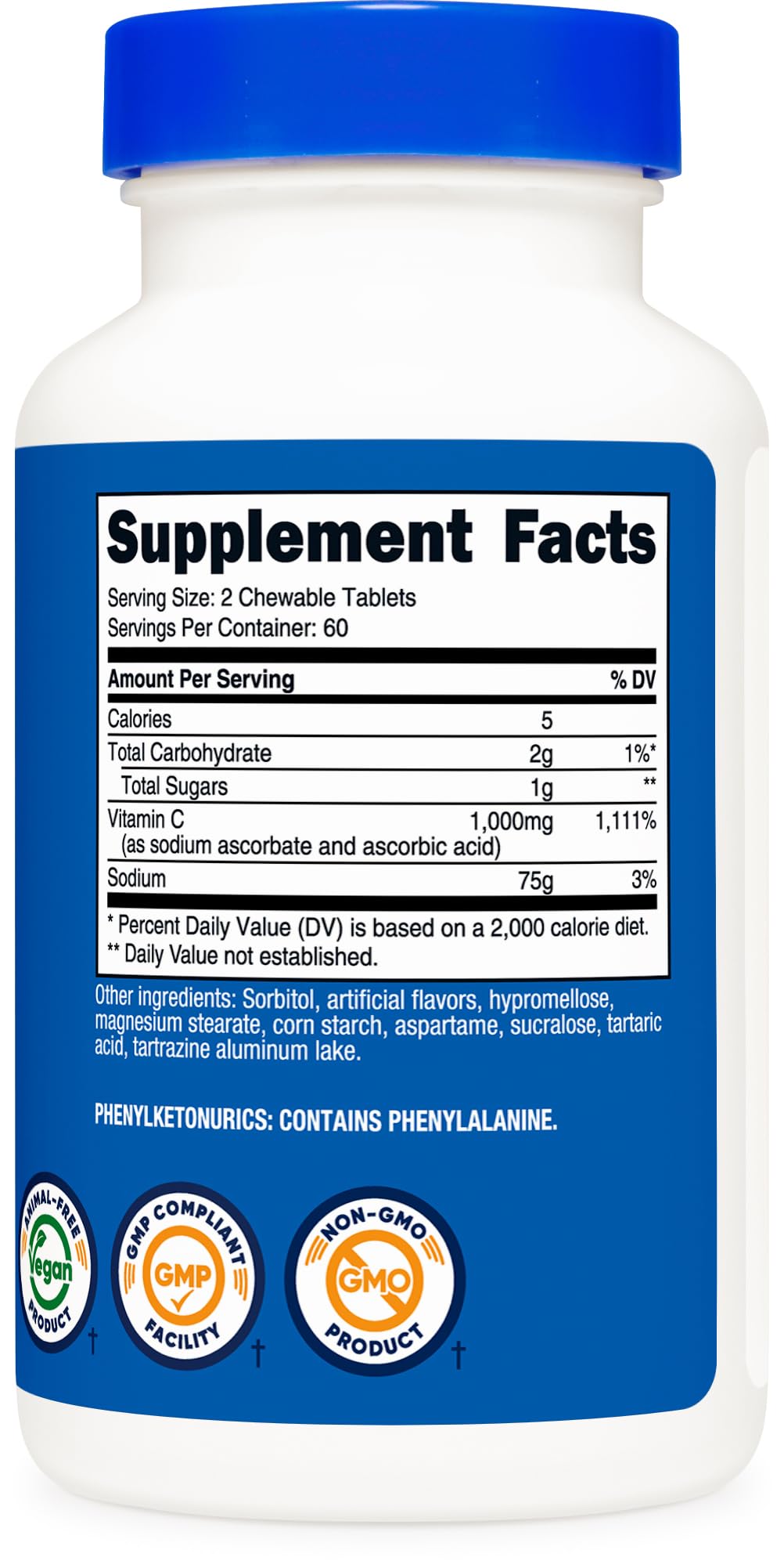 Nutricost Vitamin C Chewable (1000mg) 120 Tablets