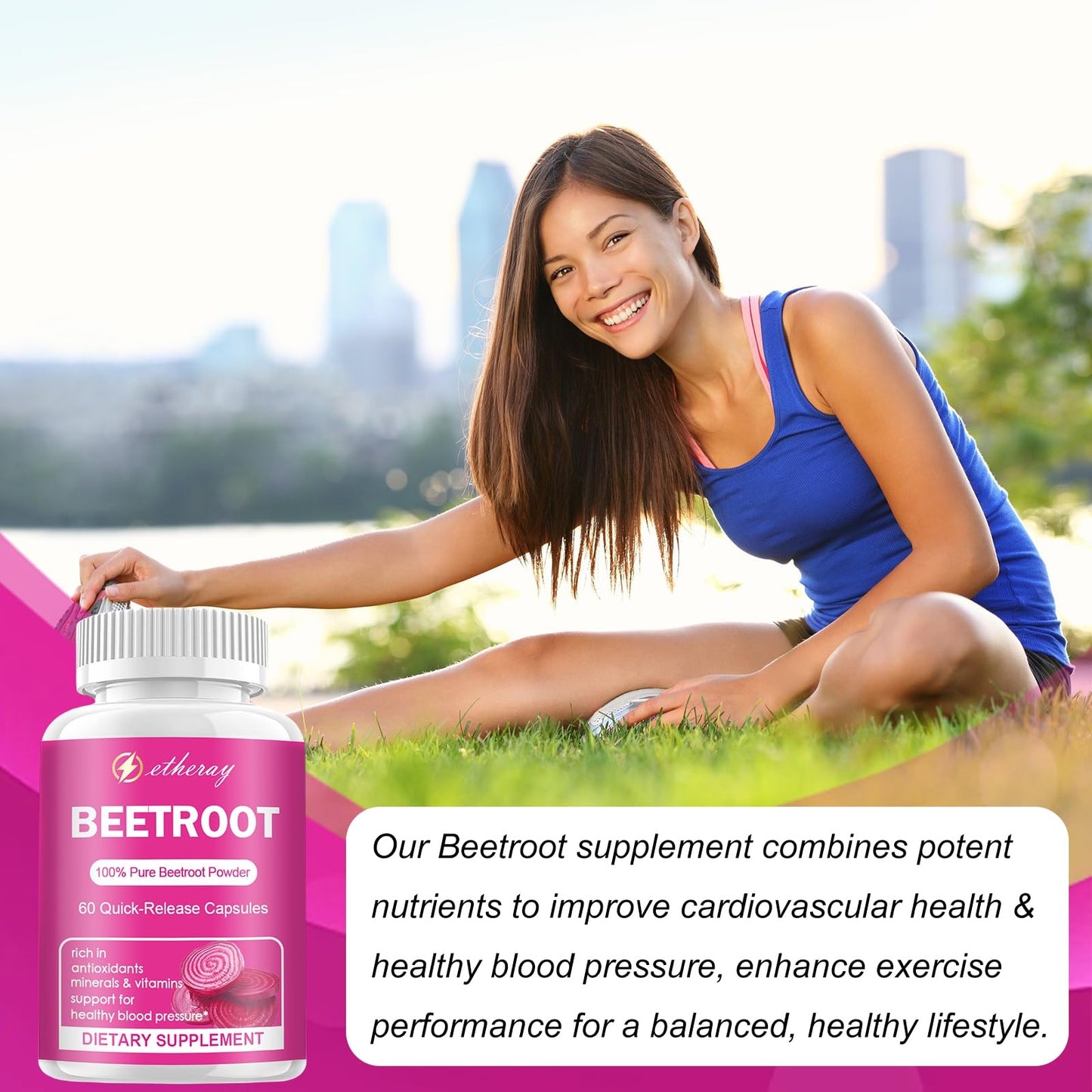 etheray Beet Root Capsules 1300mg Organic Beetroot Powder, Capsule, 60 Count
