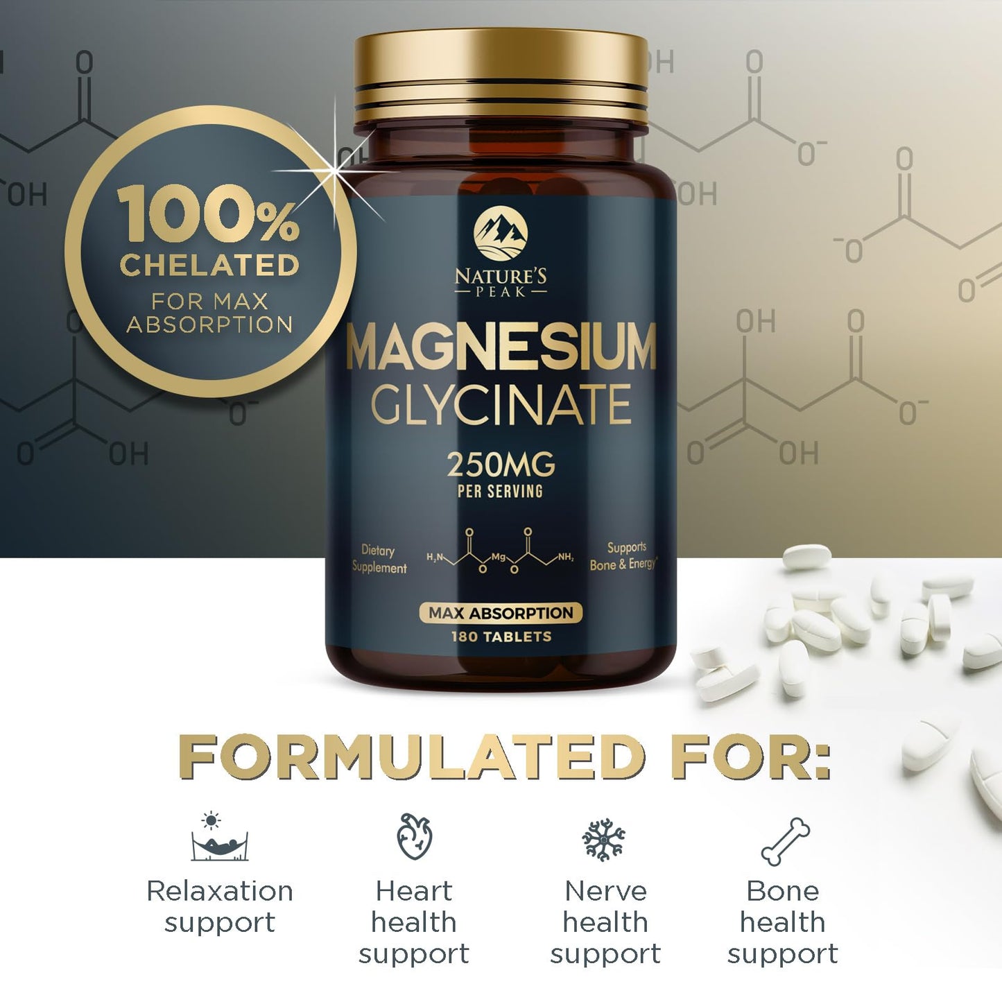Nature's Peak Magnesium Glycinate Capsules 180 Count