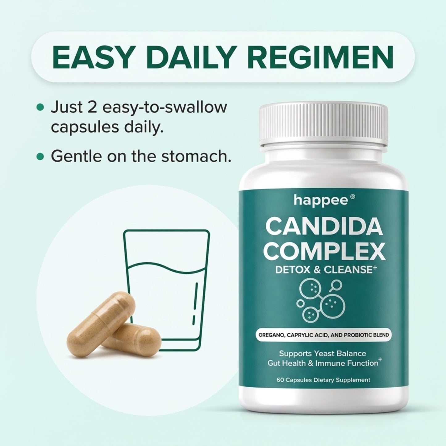 Happee Candida Complex Supplement Capsules, 60 Count
