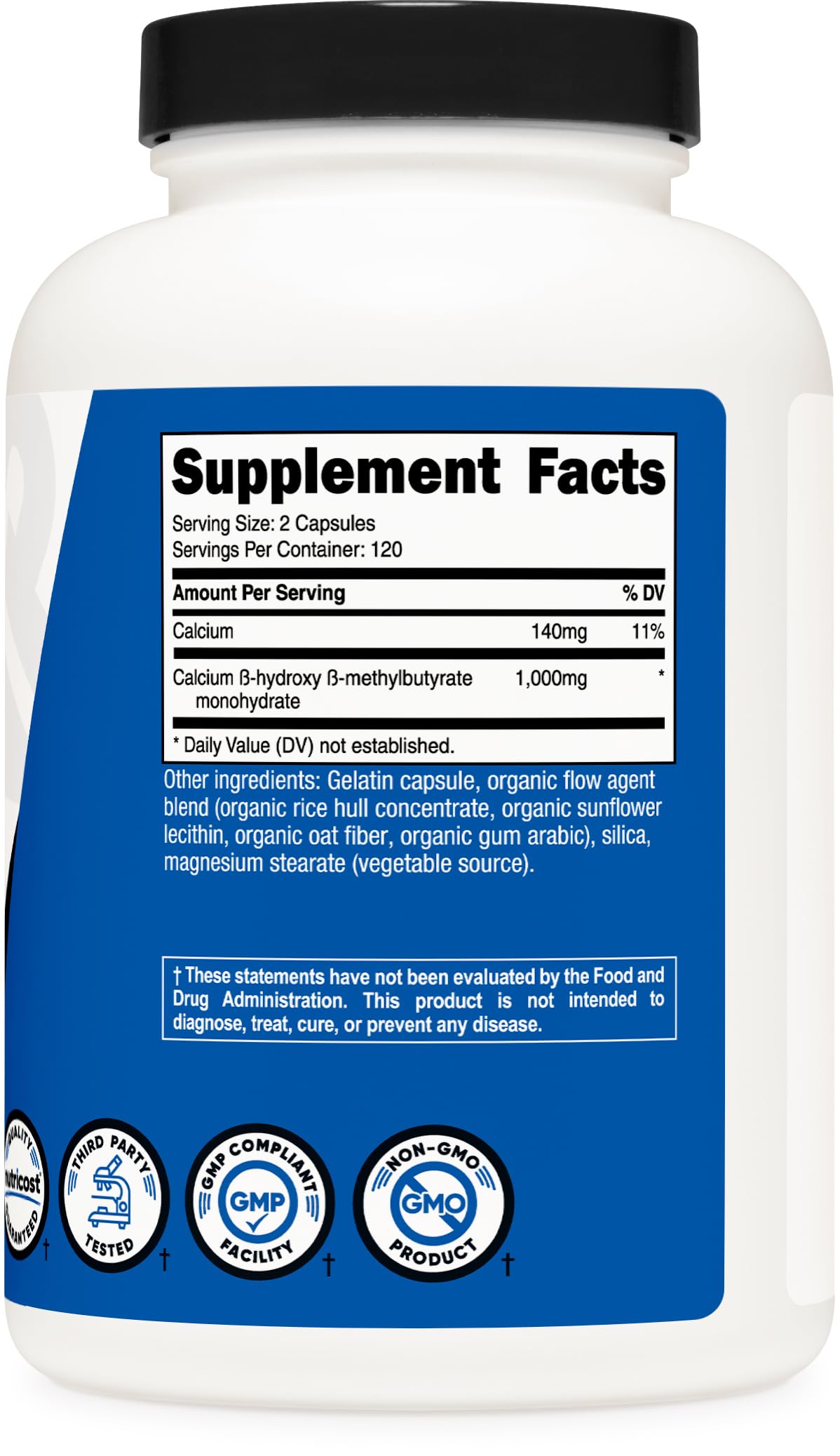Nutricost HMB (Beta-Hydroxy Beta-Methylbutyrate) 1000mg Capsules, 240 Count
