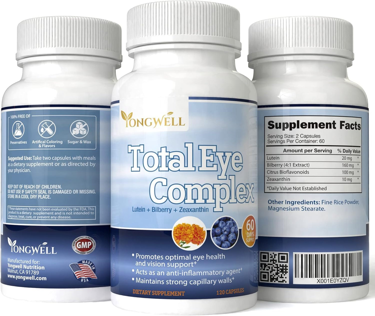VitaVita Total Eye Complex with Lutein, Bilberry & Zeaxanthin - Support Eye Health & Visual Acuity Capsules 240