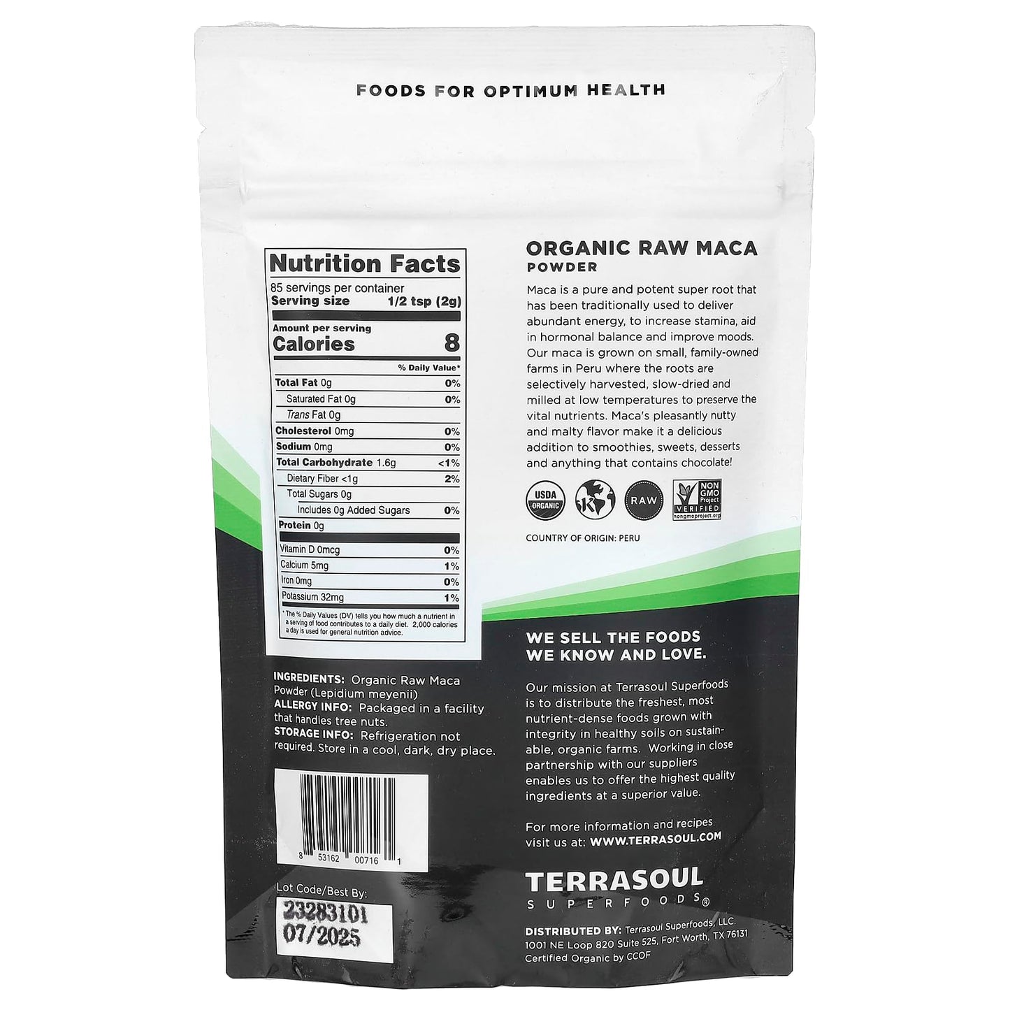 Terrasoul Superfoods Organic Raw Maca Powder 6 Oz