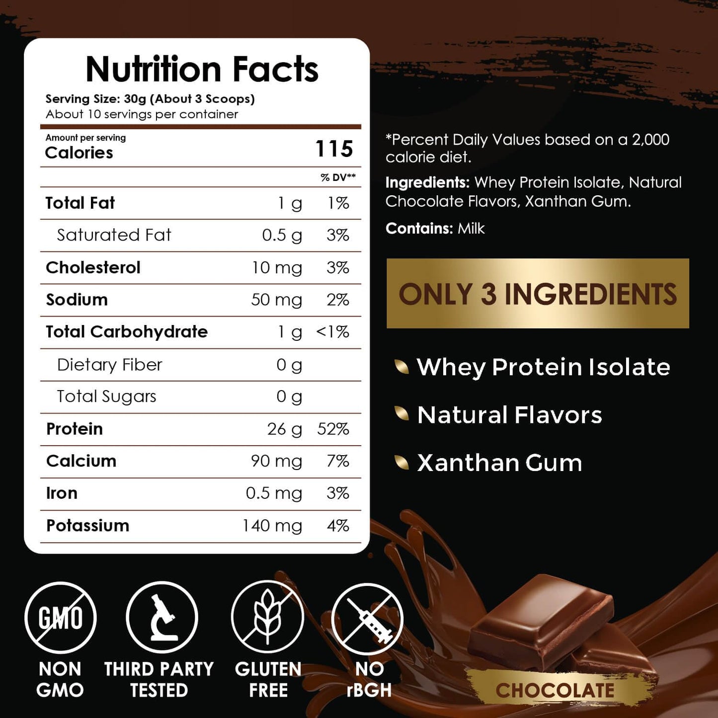 NATURE TARGET Chocolate Whey Isolate Protein Powder, 10.6 Ounce