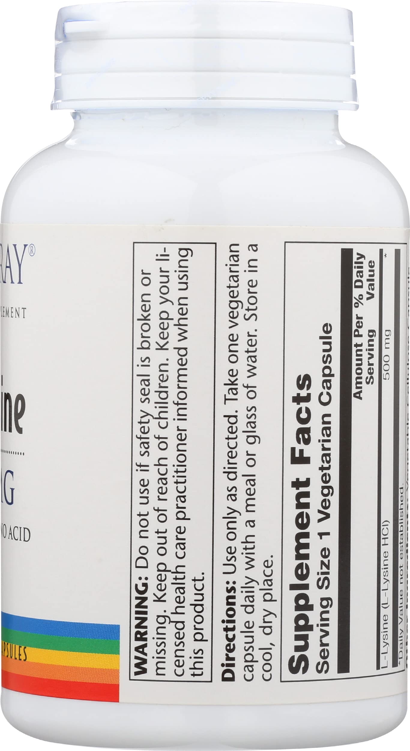 Solaray L-Lysine 500mg VegCap, Tablet 120 Count