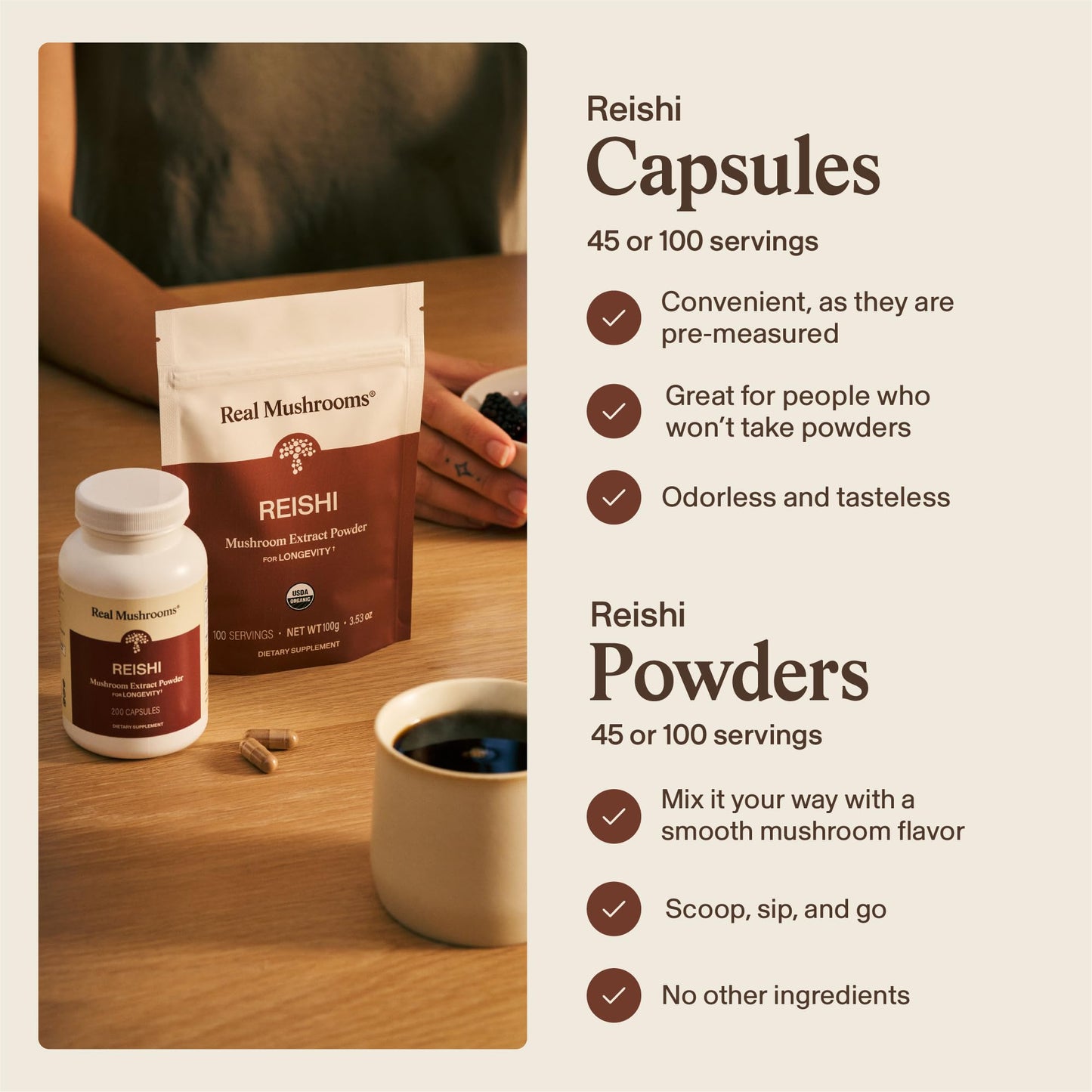 Real Mushrooms Reishi Mushroom Powder 1.58 oz