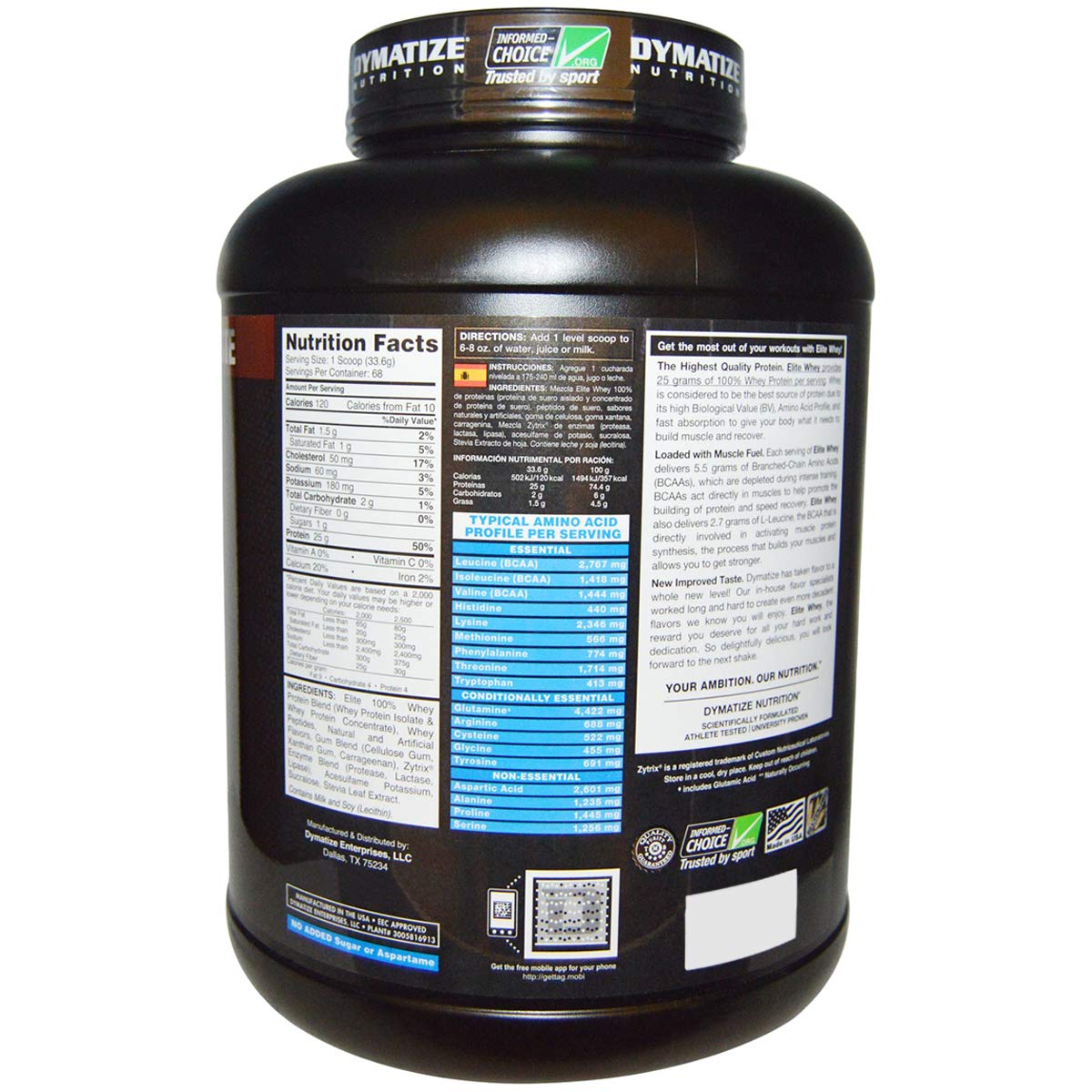 Dymatize Elite 100% Whey Protein Gourmet Vanilla Powder 32 Servings