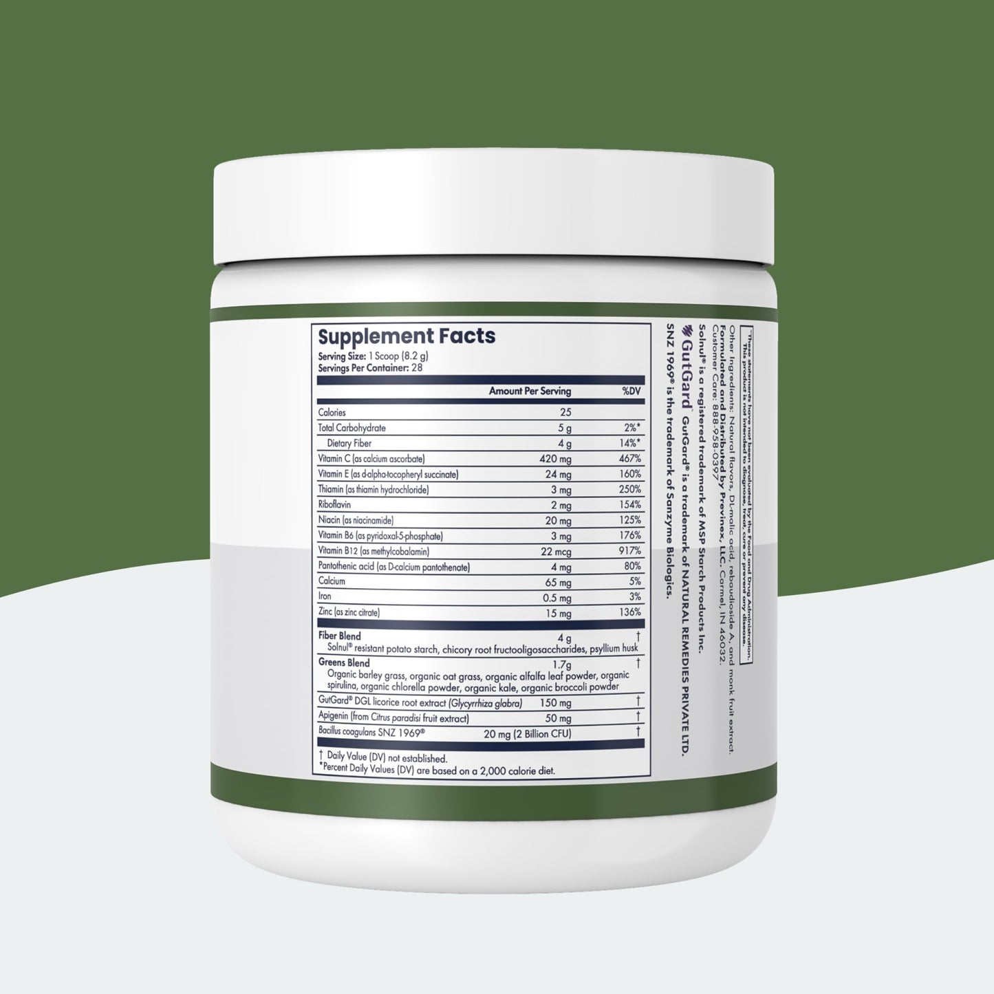 Previnex Gut & Green Superfoods Powder, 8.1 oz