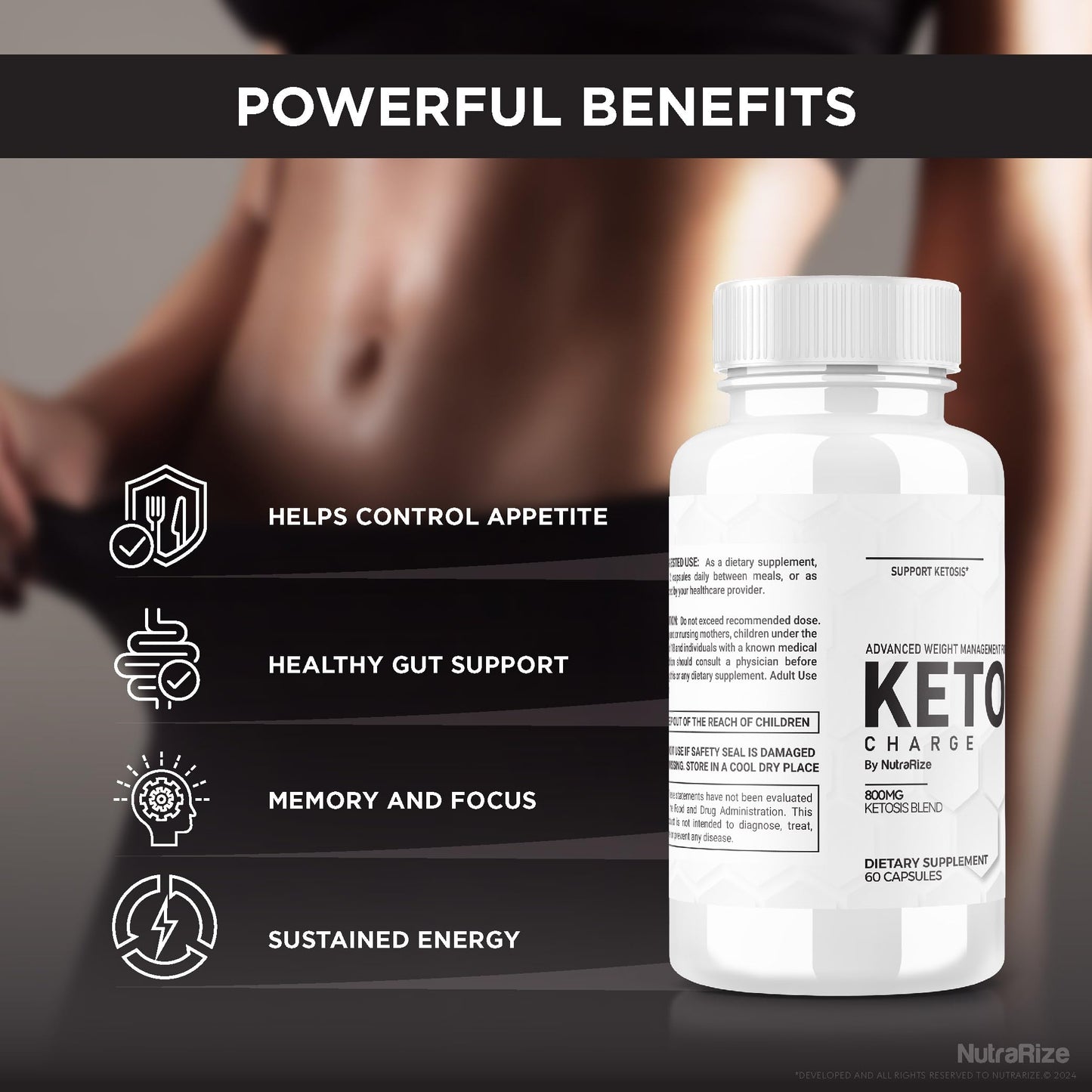 NutraRize Keto Charge Capsules, 180 Capsules