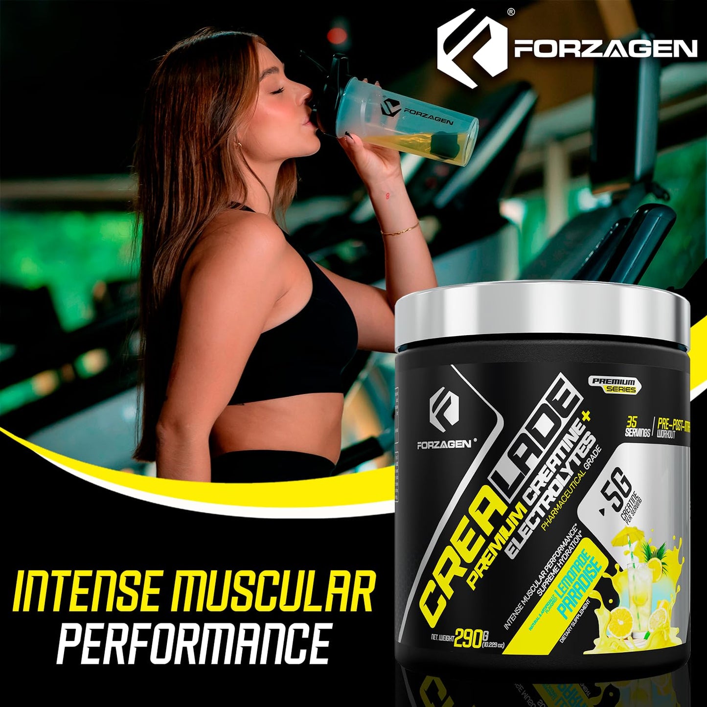Forzagen CREA-Lade Premium Creatine Monohydrate with Electrolytes Flavored Lemonade Paradise Powder 35 Servings