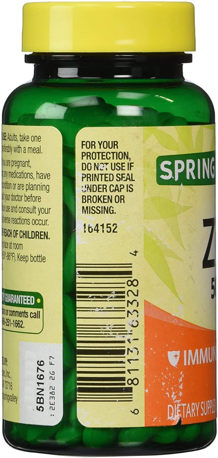 Spring Valley Zinc 50 mg Caplets 200 Count