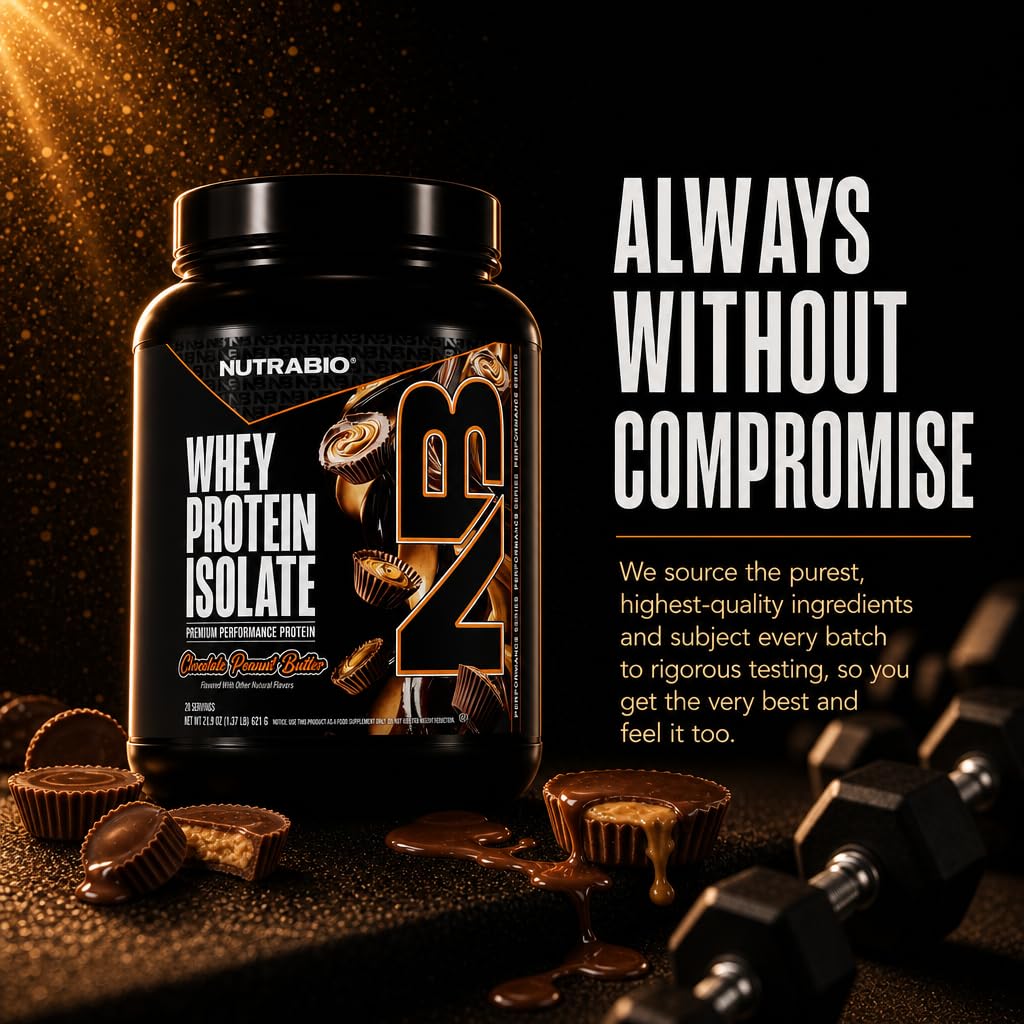 NutraBio 100% Whey Protein Isolate Protein Powder Alpine Vanilla, 20 Servings