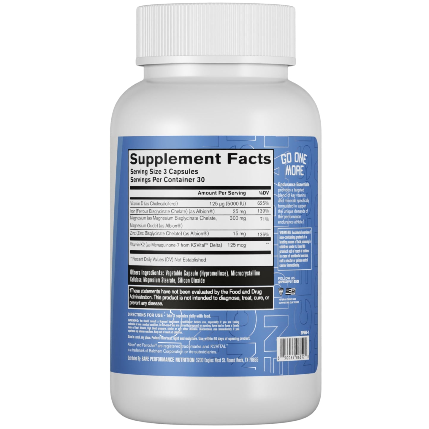 BARE PERFORMANCE NUTRITION Endurance Essentials Endurance Athlete Daily Multivitamin Capsule 30
