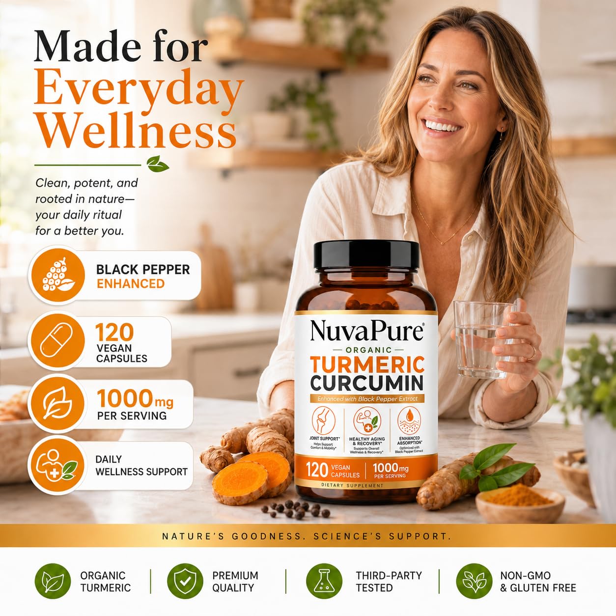 Achuhe NuvaPure Turmeric Curcumin with Black Pepper Capsules 120 Count