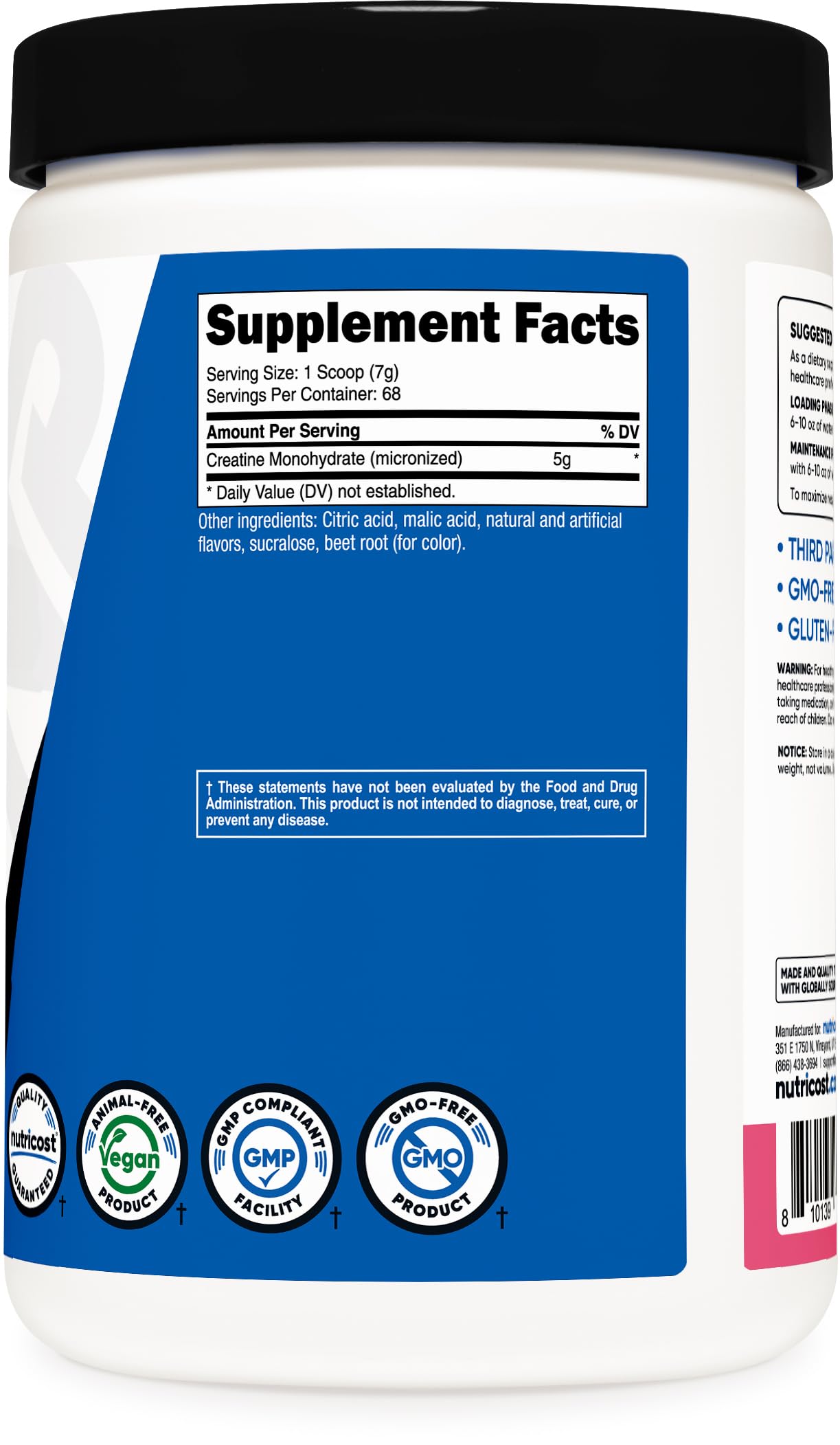 Nutricost Creatine Monohydrate Powder 17.6 oz