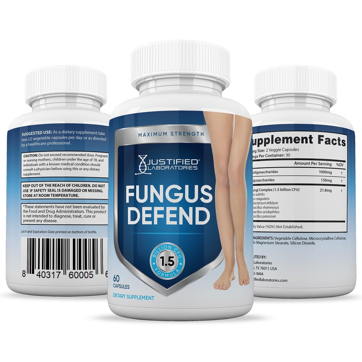 Justified Laboratories Fungus Defend Probiotic Capsules, 1.5 Billion CFU, 60 Capsules
