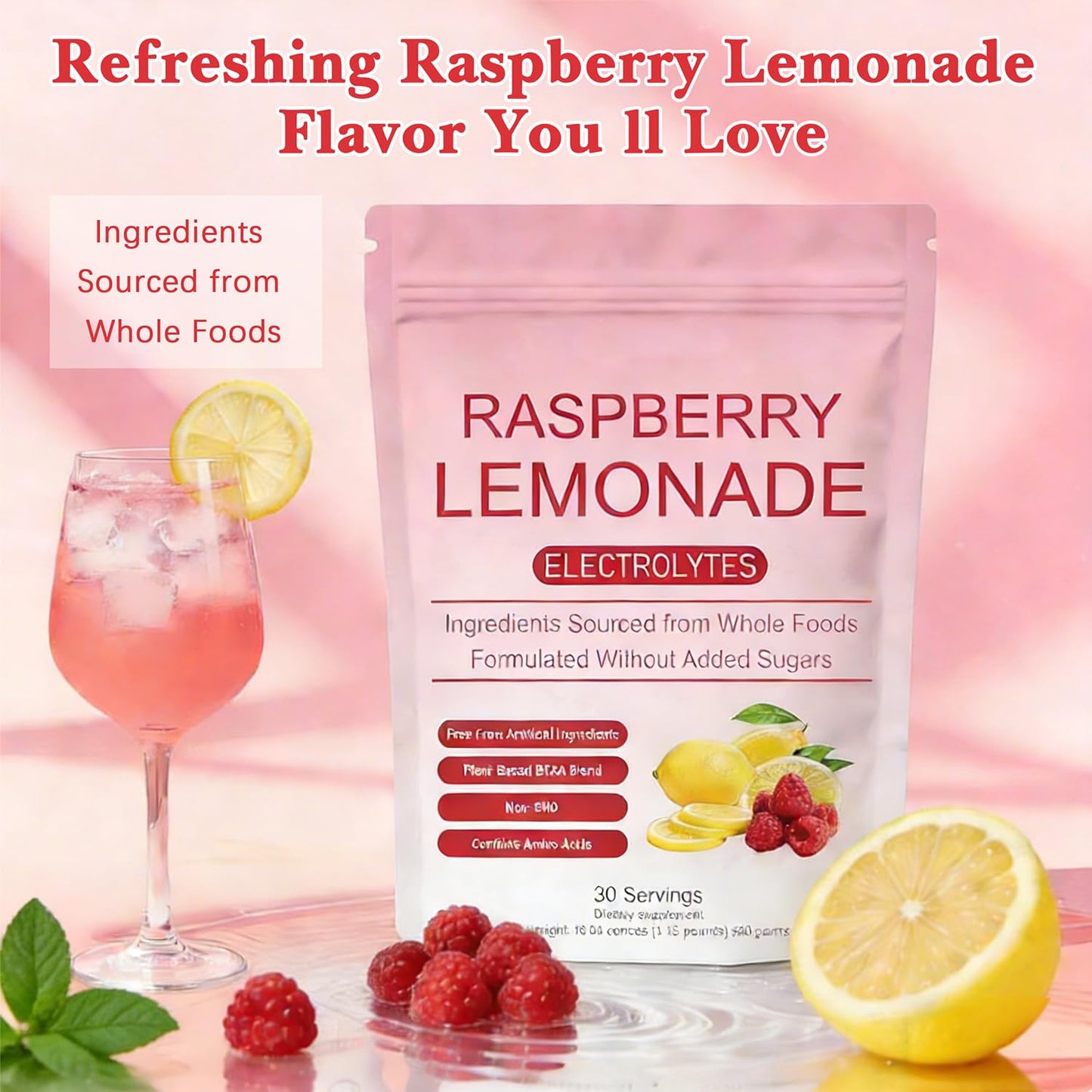 SERSANVE Raspberry Lemonade Electrolytes Powder 30 Servings
