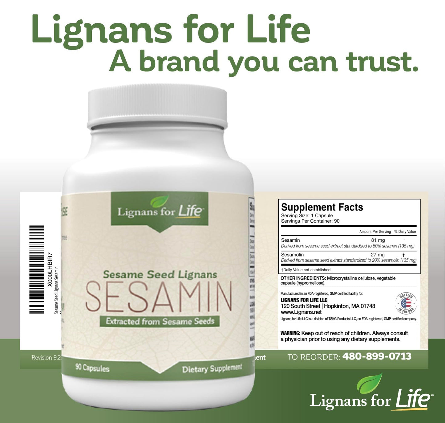 Lignans For Life Sesame Extract Capsule, 90 Count