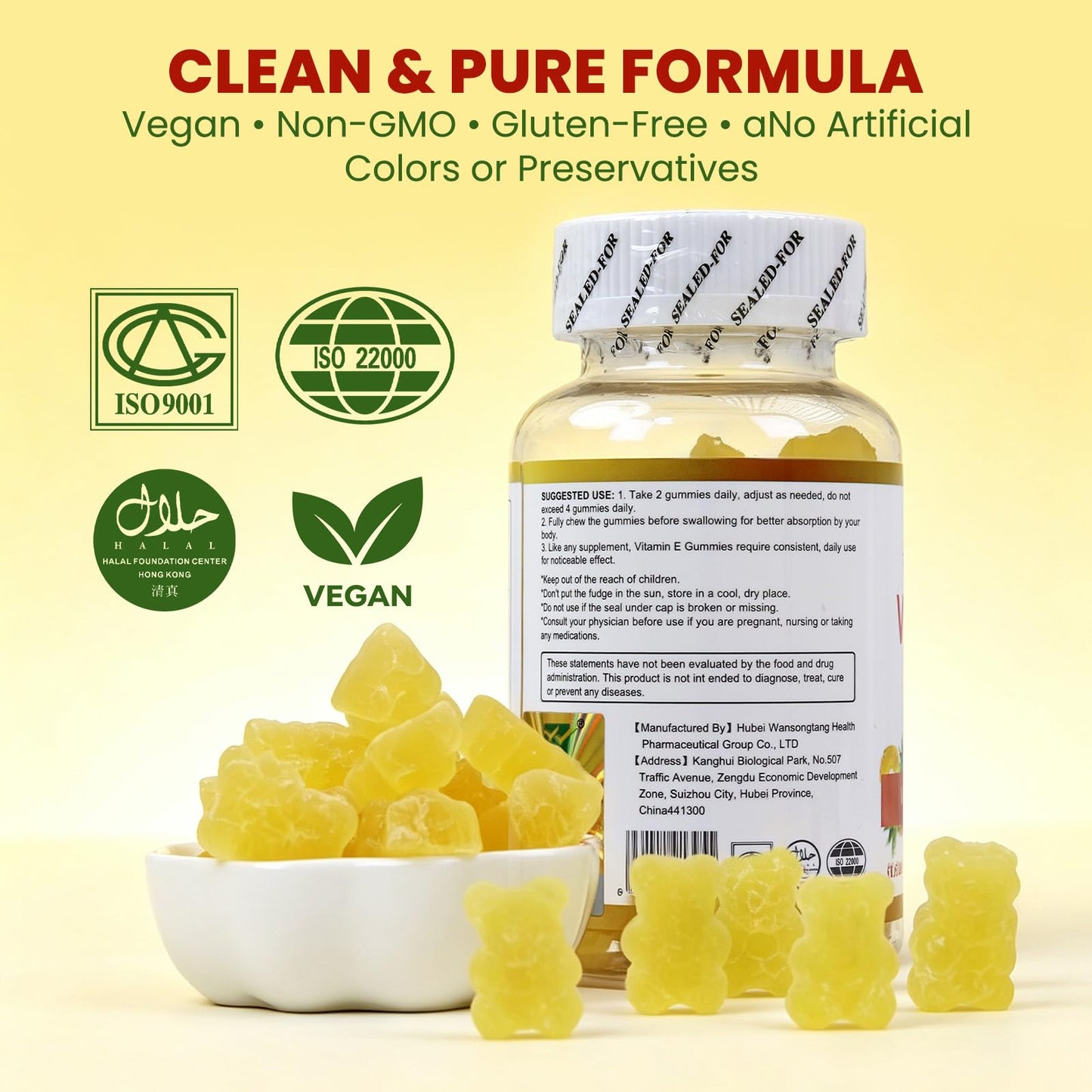 Wins Town Vitamin E Gummies 268mg (400IU), Vegan, 60 Count